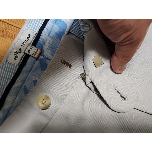 Peter Millar Pants Men 35x32 Beige Durham High Drape Performance Golf Chino EB78 - Picture 4 of 10